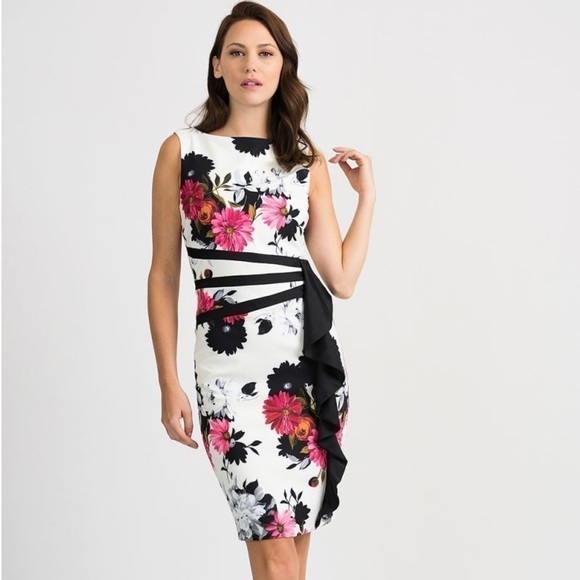 NWT Joseph Ribkoff Floral Sheath Dress Women's Size 6 - Picture 1 of 6